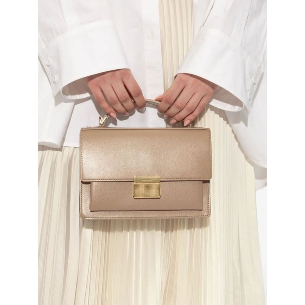 Golden Goose Women Venezia Bag Palmellato Leather Body Gold Metal Details - Picture 3 of 6